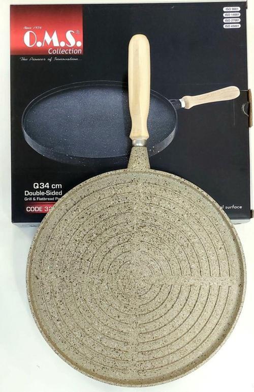 Granit 34Cm Çift Taraflı Döküm Grill Gözleme Tava -Kumbeji