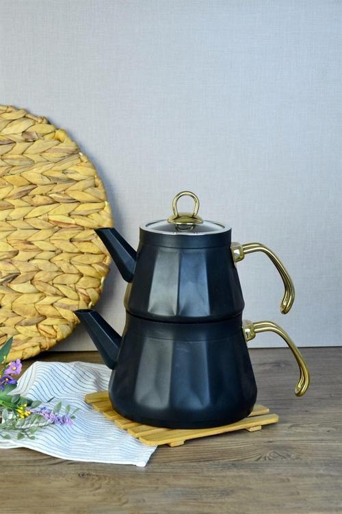 Paçi Kitchenware Metal Saplı Granit Çaydanlık Takımı