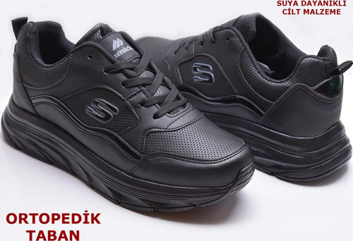 8888 Full Ortopedik Siyah Beyaz Yüksek Taban Kadın Spor Ayakkabı SUYA DAYANIKLI