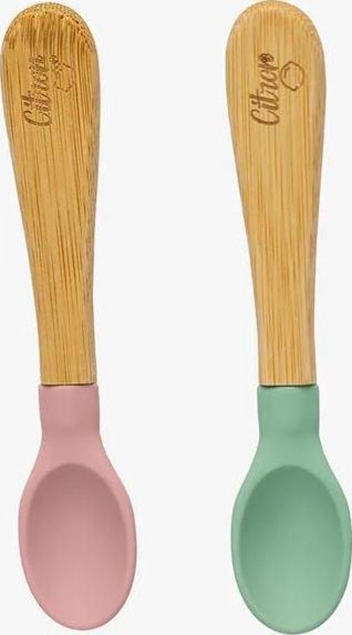 2'li Organik Bambu Kaşık Seti - Green/Pink 1073667