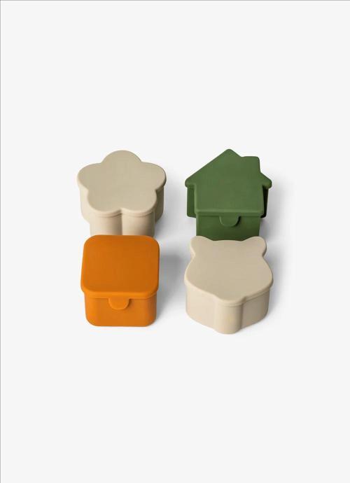 4'lü Silikon Beslenme Kutusu Düzenleyicileri - Grey/Green/Caramel 1061008