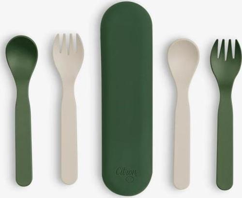 Bio-Based 2'li Çatal Kaşık Takımı ve Kutusu - Green/Cream 1196953