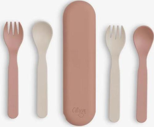 Bio-Based 2'li Çatal Kaşık Takımı ve Kutusu - Pink/Cream 1196960