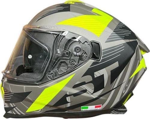 Xbyc 865 Full Face Güneş Gözlüklü Kapalı Motosiklet Kaskı M Beden Titanium Sarı