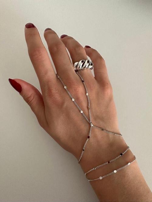 Gümüş Renk Sf Ezme Zincir Gold Pullu Ince Zincir Şahmeran - 3220
