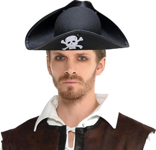 Siyah Renk Korsan Armalı Kaptan Jack Sparrow Korsan Denizci Şapkası 