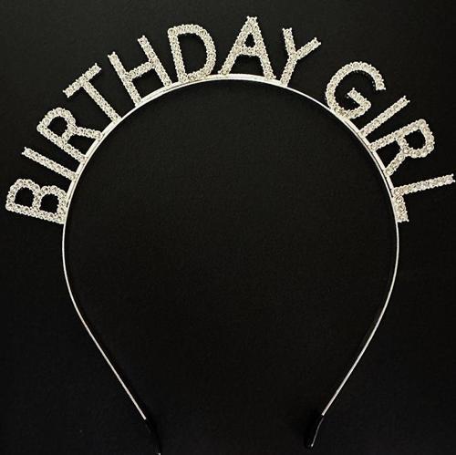 Gümüş Kristal Taşlı Birthday Girl Doğum Günü Tacı İthal Ürün A Kalite 17x16 cm 