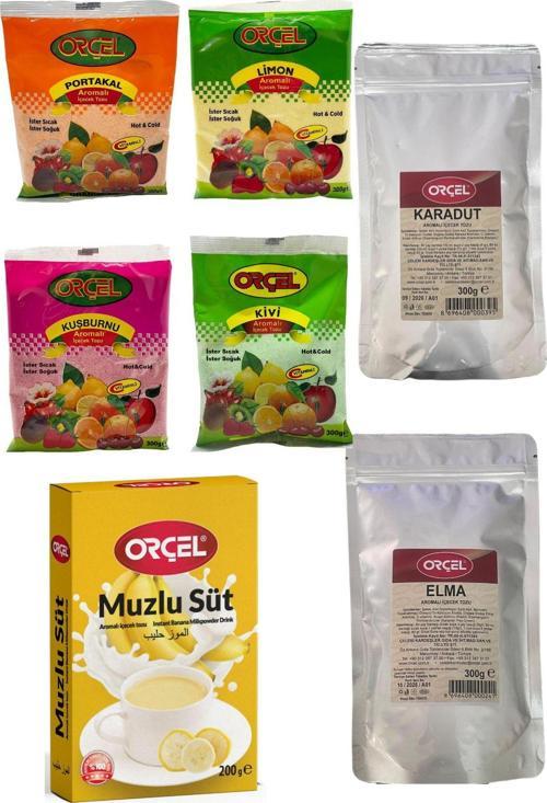 Portakal +Muzlu Süt +Karadut +Elma + Kivi +Limon +Kuşburnu Aromalı İçecek Tozu Oralet 7 Adet