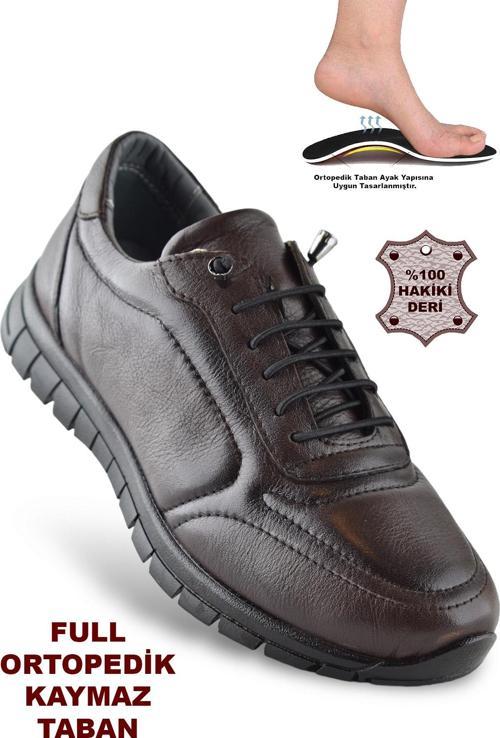 909 Tam Ortopedik Taban Hakiki Deri Erkek Ayakkabı Kadın Ayakkabı Kaymaz Taban Unisex Ayakkabı Lastikli Bağcık