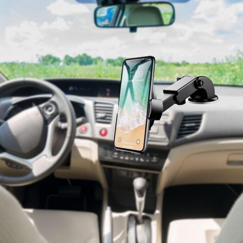 360 Derece Dönen Torpido Üstü Uzunluk Ayarlamalı Vantuzlu Teleskopik Araç Telefon Tutucu 