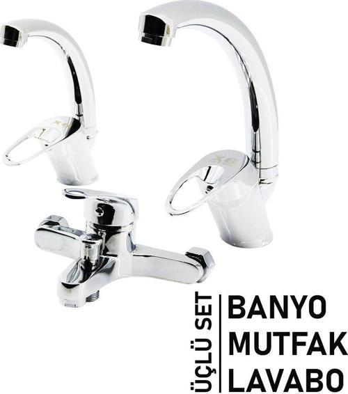 3LÜ SET   BANYO - EVYE MUTFAK - LAVABO   AÇ KAPA  MİX BATARYA MUSLUK 