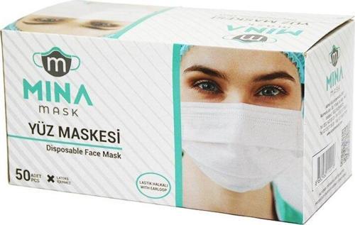 50PCS BEYAZ CERRAHİ YÜZ MASKESİ 