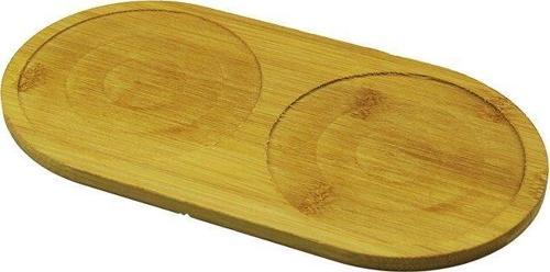 YUVARLAK AHŞAP BAMBU 2 BÖLMELİ YAĞDANLIK ALTLIK 12X23.5CM 