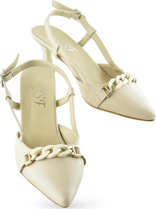 1026 Arkası Açık Kadın Topuklu Ayakkabı 5 cm Abiye Düğün Nişan Kına Gecesi