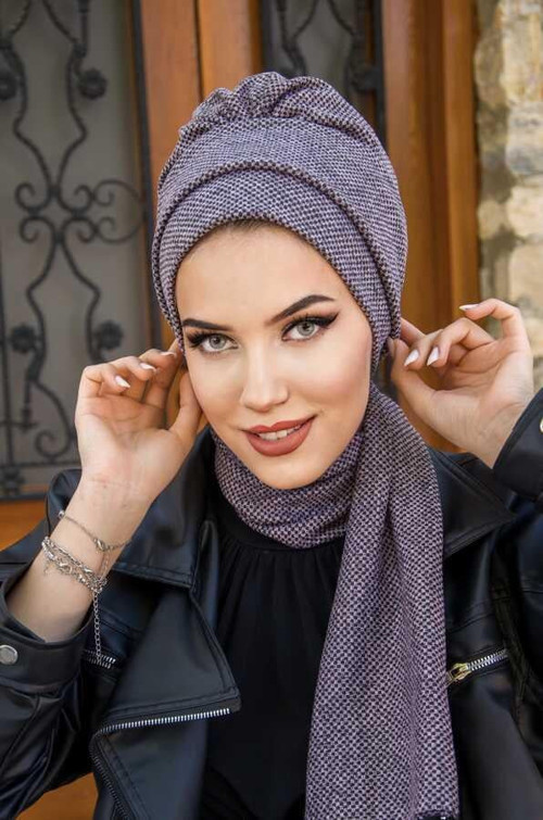 Siyah Desen Kışlık Atkılı Bone