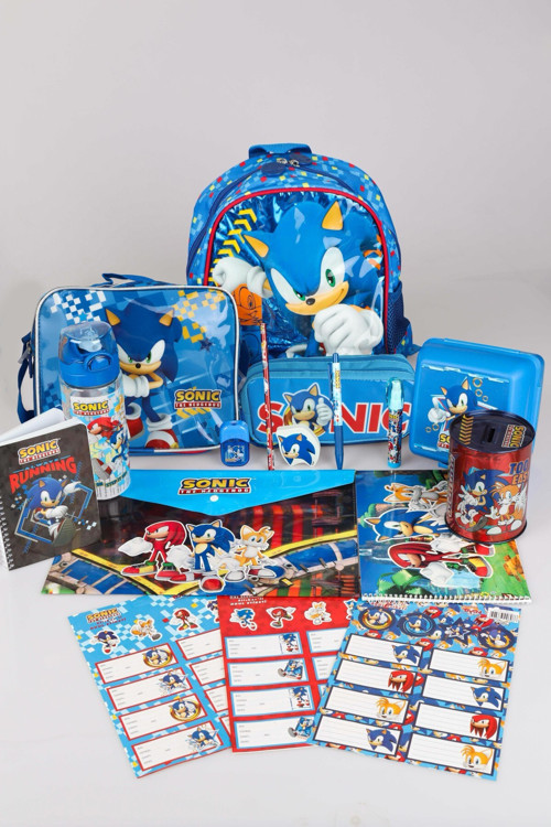 LİSANSLI SONIC TEK BÖLMELİ KÜÇÜK BOY 32 CM ANAOKUL ÇANTASI, BESLENME ÇANTASI VE KALEM ÇANTASI,MATARA,BESLENME KABI FULL