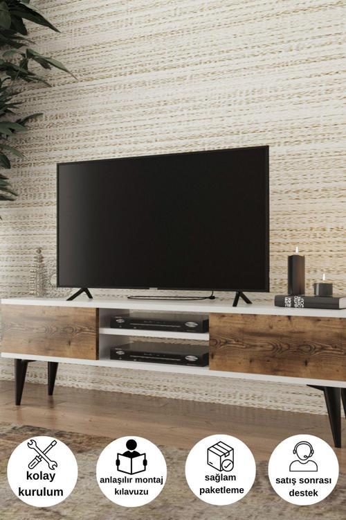 140 Cm Kapaklı Raflı 2 Bölmeli Tv Ünitesi