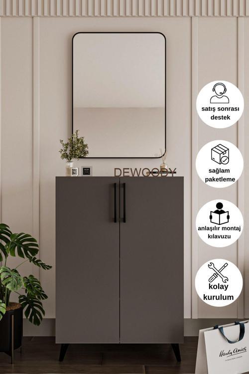 Ayakkabılık 4 Bölmeli Metal Kulplu Ayakkabılık Çok Amaçlı Dolap