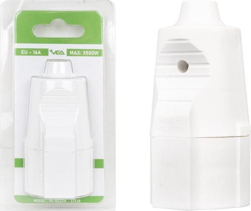 VE-B222W Blisterli Dişi Fiş Uzatma Fiş Priz Başlığı 3500 Watt Güç Kapasiteli