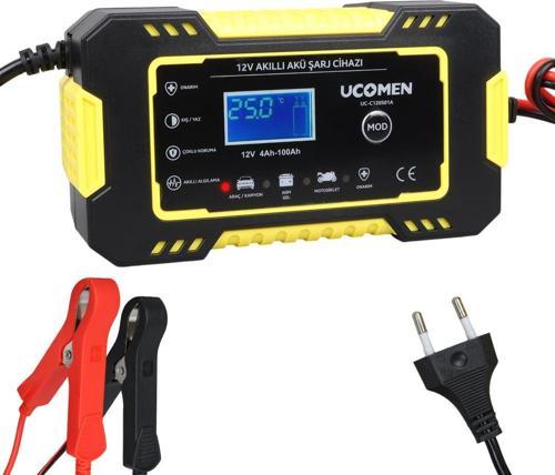 Ucomen UC-C120501A Sarı 12 Volt 6 Amper Kırmızı Led Göstergeli Akü Şarj Cihazı Oto Motor Akü Şarj Aleti
