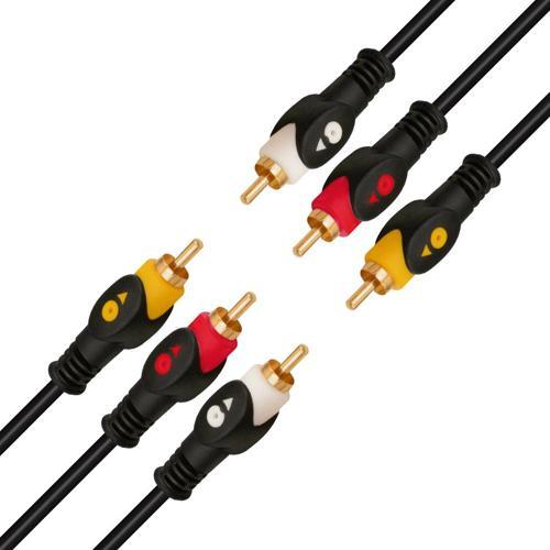3 RCA + 3 RCA 1.5 METRE POŞETLİ GOLD 1. KALİTE KABLO
