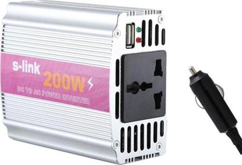 S-Link SL-200w 200w Dc12v-Ac230v Çakmaktan Power Inverter 12V-220V Çevirici Dönüştürücü Çakmaklıklı