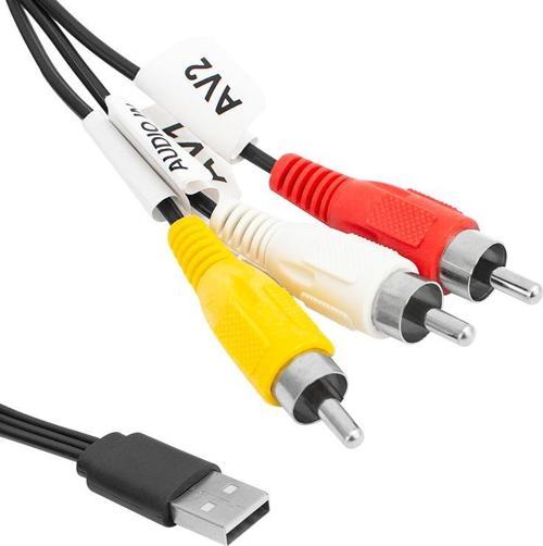 3 RCA USB Çevirici 1.2 Metre Kablo Renkli Soket Usb Dönüştürücü Çevirici