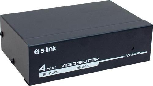 S-Link SL-2504 4 PORT 250 Mhz Monitör Çoklayıcı VGA Splitter Dağıtıcı Vga Monitör Çoğaltıcı