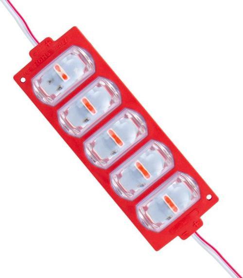 12 Volt 4 Watt Kırmızı 3030 10 X 53.8 Mm Lümen 180 Derece Mercekli Modül Led
