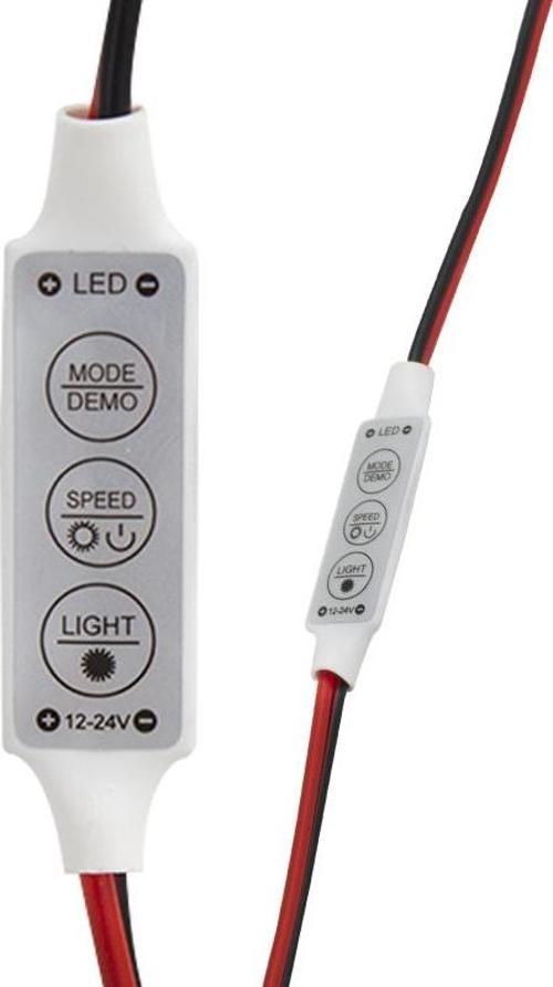 12-24 Volt Mini Üç Tuşlu Tek Renkli Led Kontrol Cihazı Kırmızı Siyah Kablo