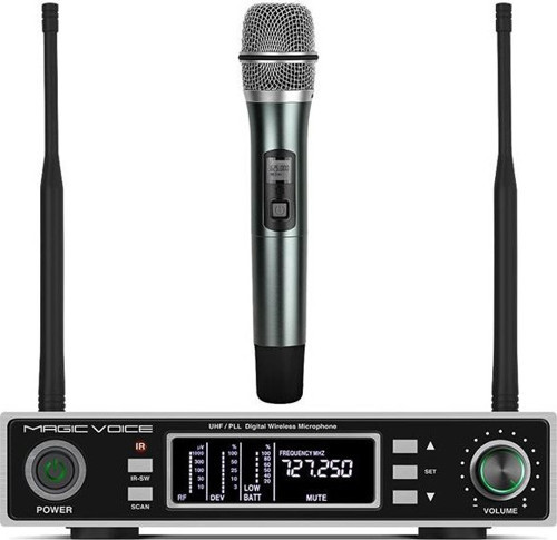 MV-1100E Kablosuz 1 El Telsiz UHF Mikrofon 100 Metre Çekim Mesafeli Kablosuz El Mikrofonu