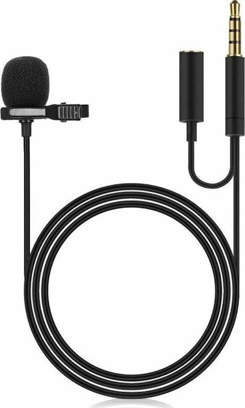 JH-043-A Cep Telefonu için 3.5 mm Jack Girişli Youtuber Yaka Mikrofonu Mikrofon Ve Kulaklık Girişli