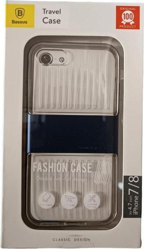 Apple iPhone 7 / 8 / SE Travel Series Case Şeffaf Kılıf - Koyu Lacivert