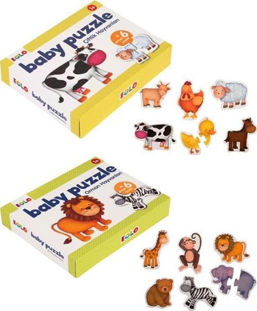 Çiftlik Hayvanları ve Orman Hayvanları Baby Puzzle 2li Set Eolo
