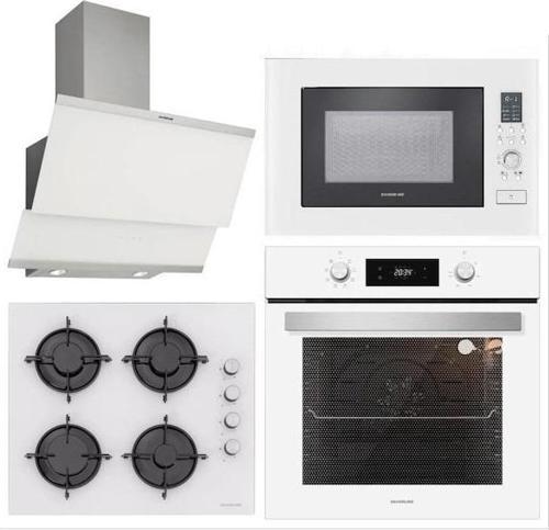 BO6504W01 - CS5349W01 - 3420 Classy 60 - MW9018W01 Beyaz Cam Ankastre Set