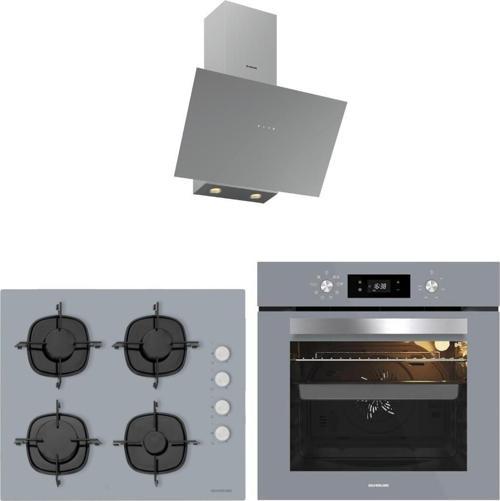 Gri Cam Ankastre Set 3481 Flam Davlumbaz - CS5335S01 Ocak - BO65E4S01 Gri Fırın