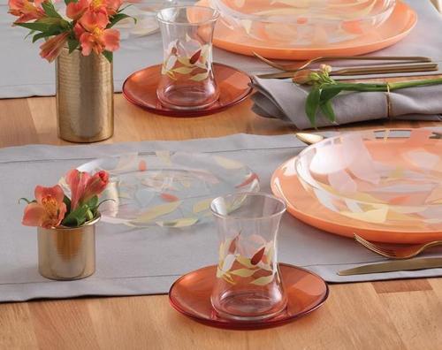 cotton candy renkli çay tabaklı çay bardağı seti takımı 12 parça