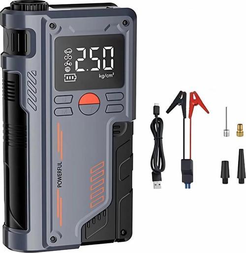 8000Mah Şarjlı 2in1 120W 150PSI Araç Lastik Şişirme Pompası Ve Araç Akü Takviye Cihazı Starter