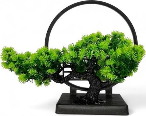 Yapay Ağaç Bonzai Çemberli Model Dekoratif Yapay Ağaç Bonsai Yapay Ağaç Masa Ofis Hediyelik