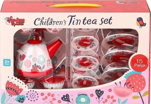 998A-998B Çiçek Desenli Metal Çay Seti 15 Parça -Vardem Oyuncak