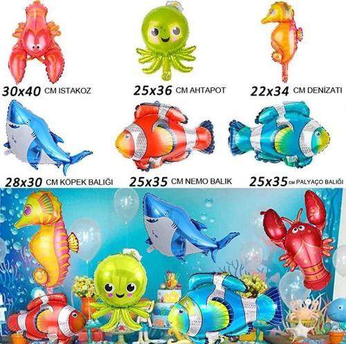 Denizler Alemi Okyanus Hayvanları Şeklinde Folyo Balon 6 Adet haw