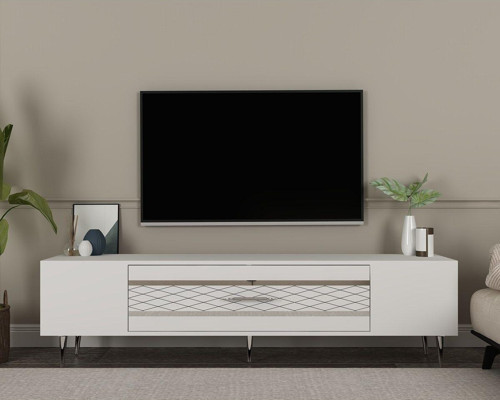 Dekolp2Dd Tv Sehpasi Beyaz Gümüş