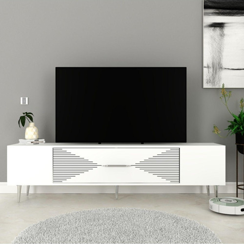 Dekol1Dd Tv Sehpasi Beyaz-Gümüş