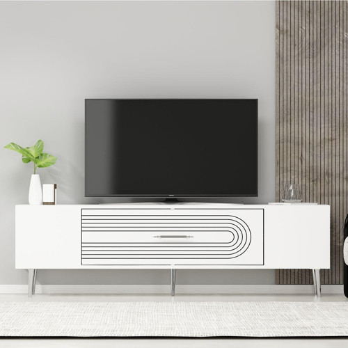 Dekol3Dd Tv Sehpasi Beyaz-Gümüş