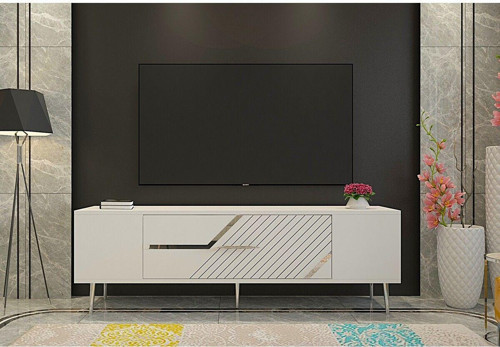 Dekolp5Dd Tv Sehpasi Beyaz-Gümüş