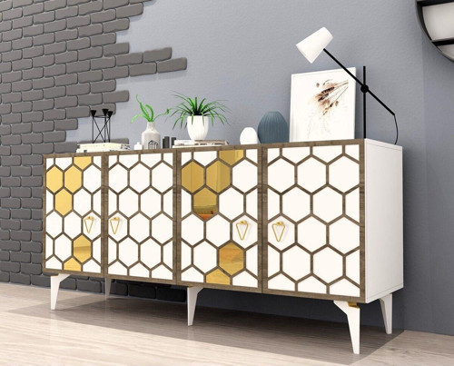 Pettek Lazer Kesi̇Mli̇ Konsol Beyaz-Altin