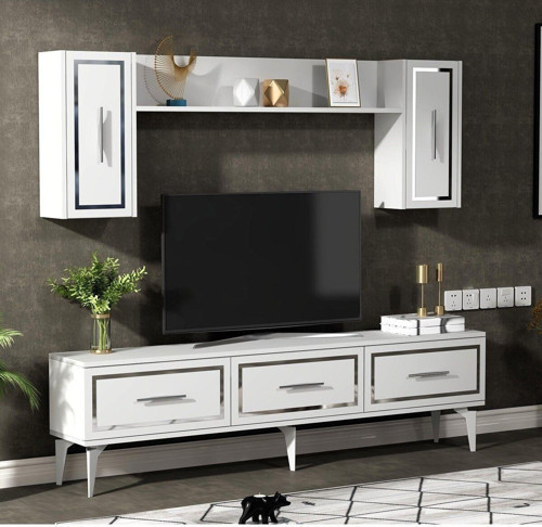 Vannessa 180 Cm Tv Üni̇Tesi̇ Takimi Beyaz-Gümüş