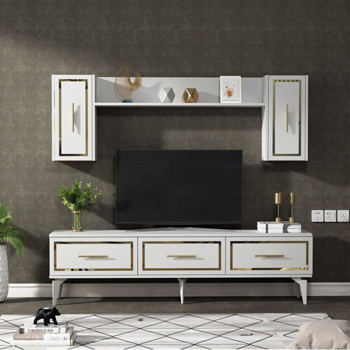 Vannessa 180 Cm Tv Üni̇Tesi̇ Takimi Beyaz-Altin