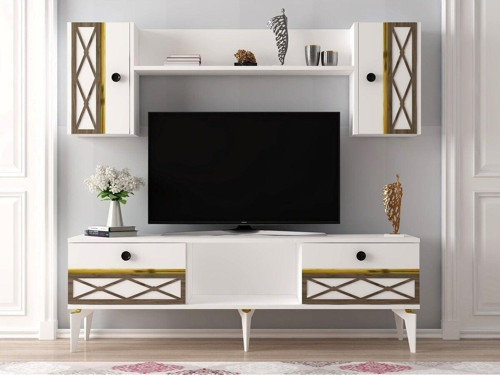 Allegro Tv Üni̇Tesi̇ Takimi Beyaz-Altin (Cevi̇Z Desen)