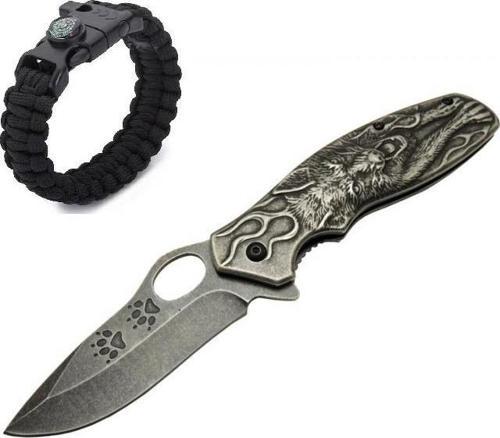 İsme Özel Kurt Çakı Eskitme Metal HC004 21 CM